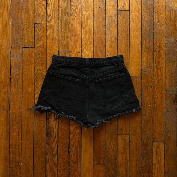 Reformation Dixie High Rise Jean Short Size 26 Women Black Cut Off Raw Denim - Picture 4 of 5